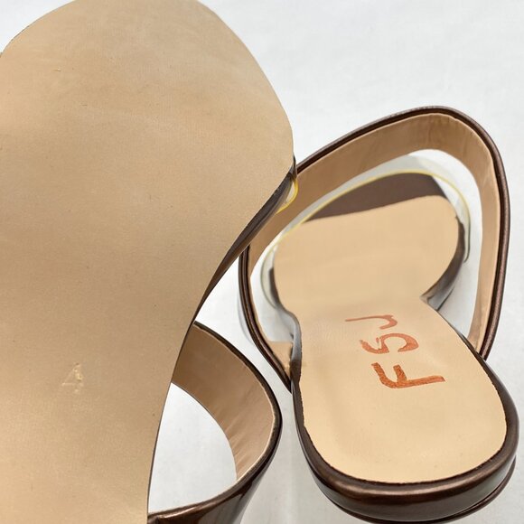 FSJ Brown Strappy Clear Open Toe Sandal Stiletto High Heel Mule Sexy Party Shoes - Picture 6 of 8